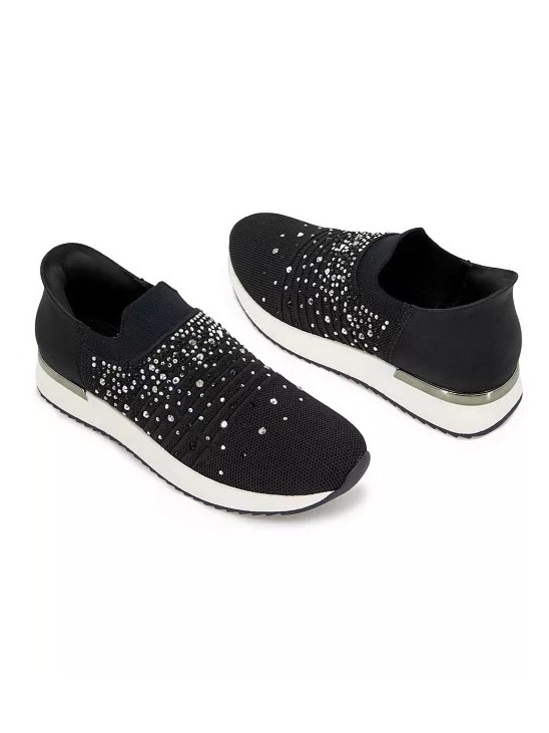 Kenneth Cole Reaction Shoes - Kenneth Cole Reaction Cameron EZ Slip on Jeweled Jogger Sneaker Black White SZ 7